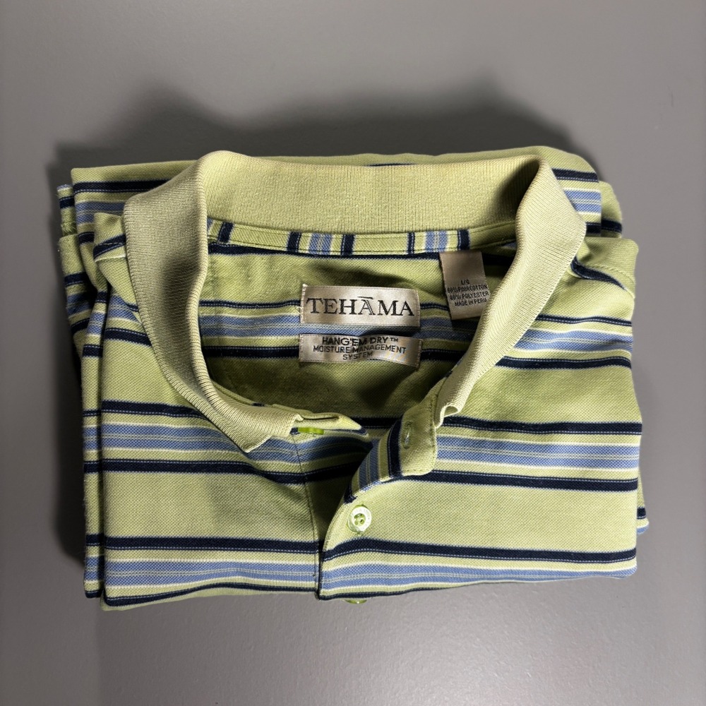 Tehama Striped Polo Shirt Mens Short Sleeve Golf Casual - Picture 13 of 13